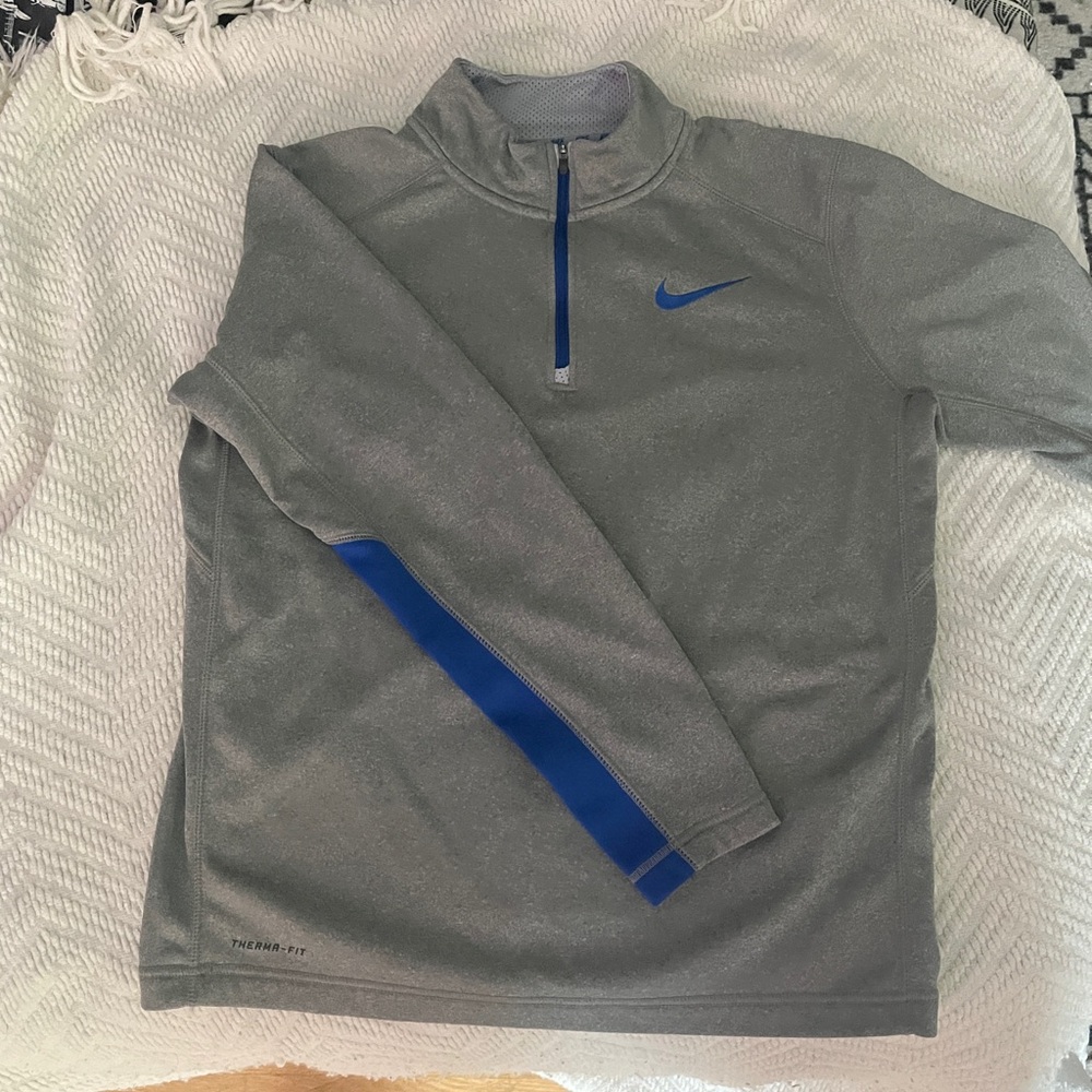 Men’s Gray and Blue Nike Quarter Zip